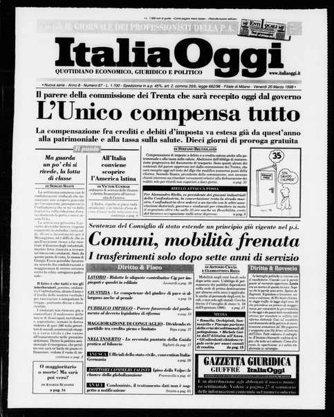 Italia oggi : quotidiano di economia finanza e politica